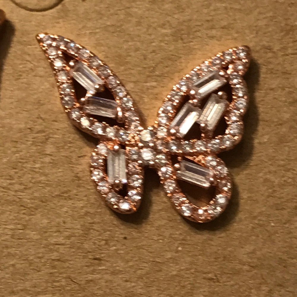 🆕14K Rose-Gold 🦋 w/Swarovski Crystals - Picture 2 of 4